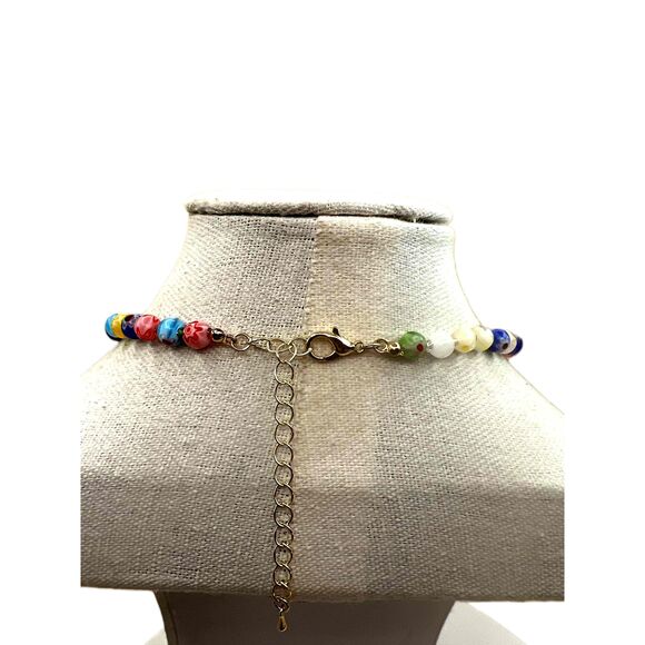 New Multicolor Murano Glass Heart Beaded Pendant Necklace - Picture 11 of 12